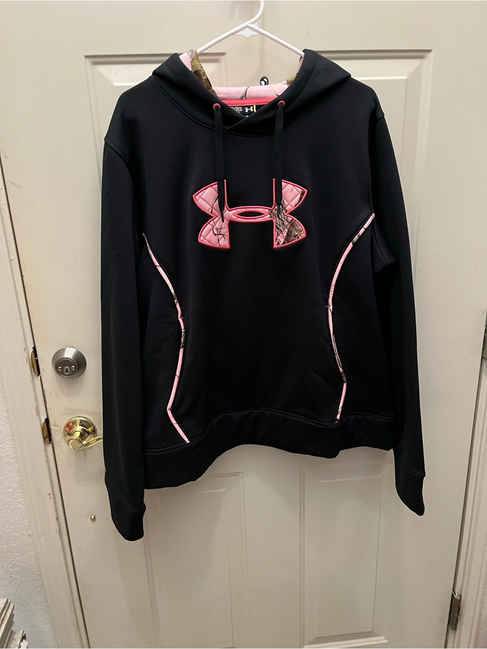 Under Armour Black Pullover Hoodie with Pink Camo Logo